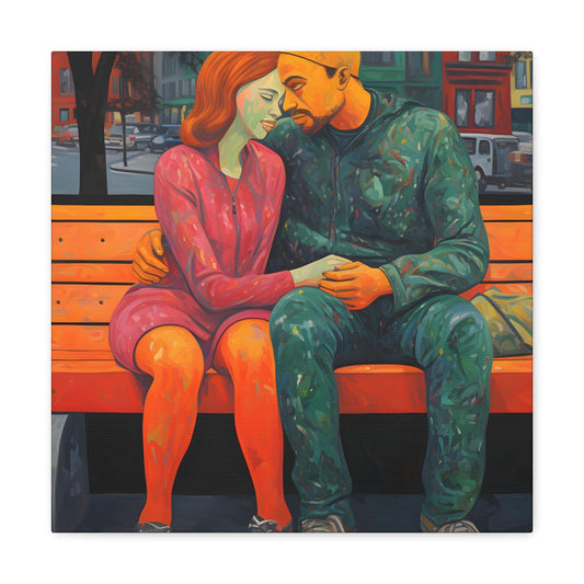 Lou Streetsmith. Embrace on Spectrum Avenue".Exclusive Canvas Print