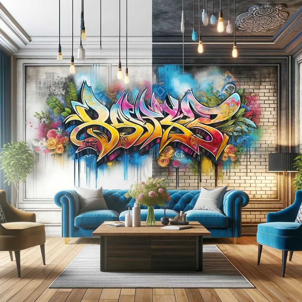 graffiti Wall Art with multi colored letterings and vibrant colors