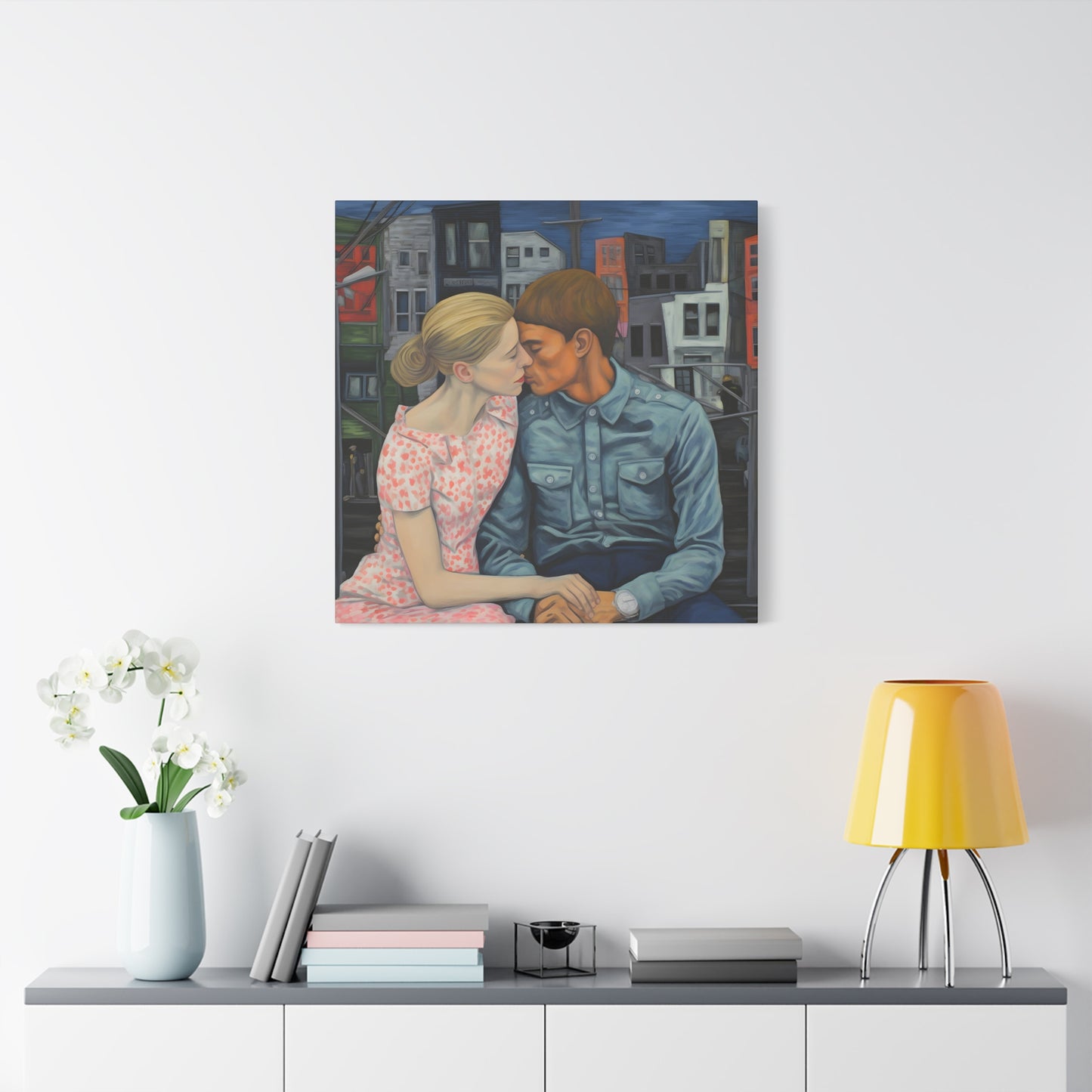 Luther Rosco. The Embrace on Mulberry Street. Exclusive Canvas Print