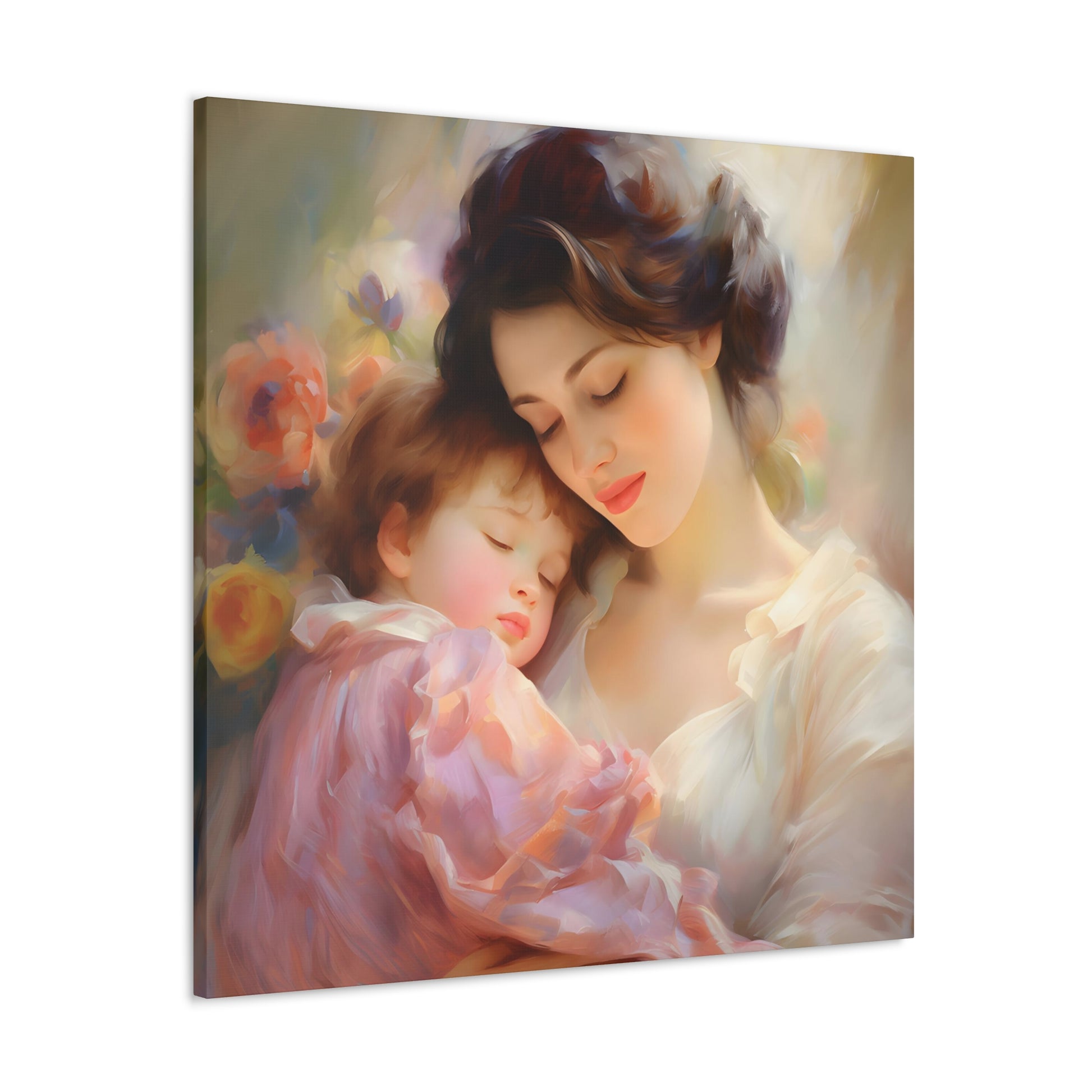 angle 4 Clara Sutton's 'Maternal Serenity,' an Impressionist-inspired painting, depicts the tender bond between mother and child with a warm palette and diffused light, exuding tranquility.