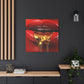elegent living room with Golden Seduction by Cassian Marlowe, wall art depicting glossy red lips and molten gold, symbolizing allure and ambition in the theme of opulence