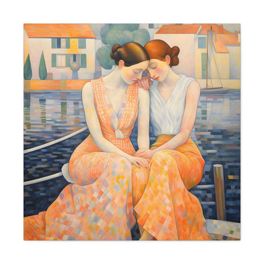 Elise Fontaine. Sisters by the Shore. Exclusive Canvas Print