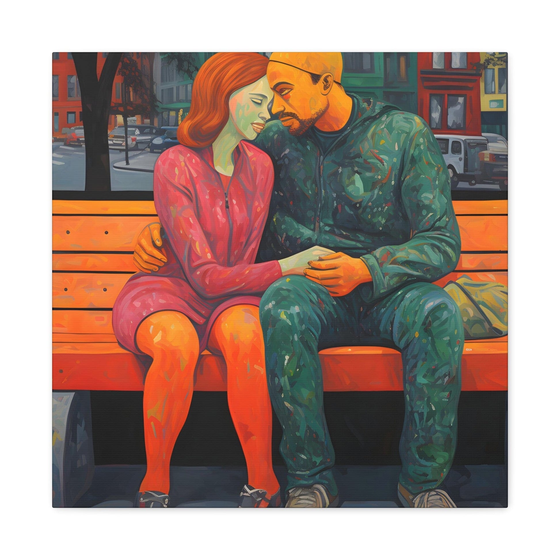 Lou Streetsmith. Embrace on Spectrum Avenue".Exclusive Canvas Print